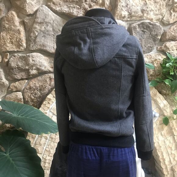 TopMan Wool Gray Full Zip Hooded Jacket Men's Size XS - Picture 3 of 10